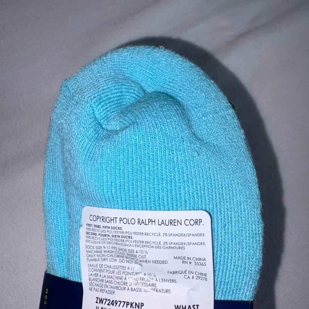 Polo Ralph Lauren Low Cut Socks 9-11 White Pink Blue NEW 6-Pack Athletic Logo